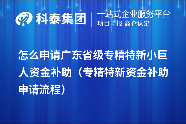 怎么申請廣東省級專精特新小巨人資金補助(專精特新資金補助申請流程)