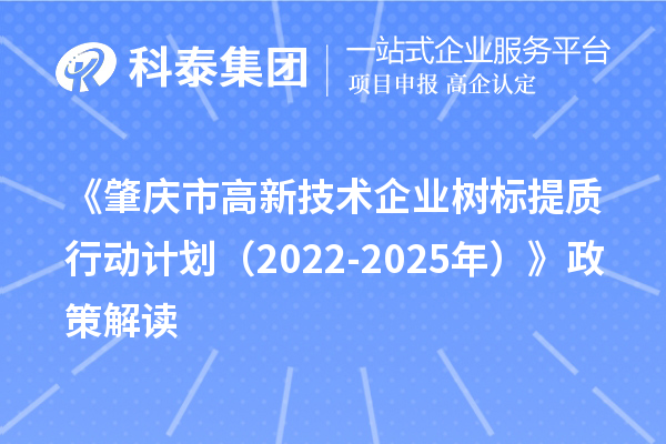 《肇慶市高新技術(shù)企業(yè)樹標提質(zhì)行動計劃（2022-2025年）》政策解讀