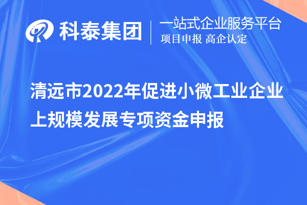 清遠市2022年促進小微工業企業上規模發展專項資金申報