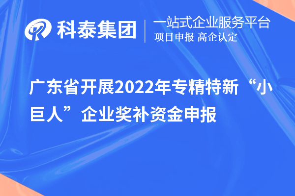 廣東省開展2022年專精特新“小巨人”企業(yè)獎補資金申報