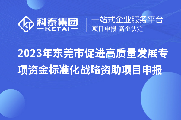 2023年東莞市促進高質量發展專項資金標準化戰略資助項目申報