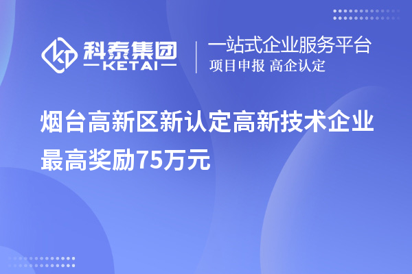 煙臺高新區新認定高新技術企業最高獎勵75萬元