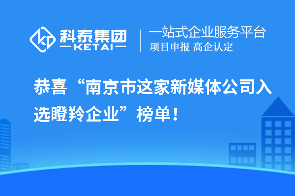 恭喜“南京市這家新媒體公司入選瞪羚企業(yè)”榜單！