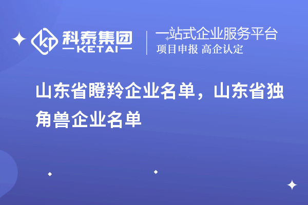 山東省瞪羚企業名單,山東省獨角獸企業名單