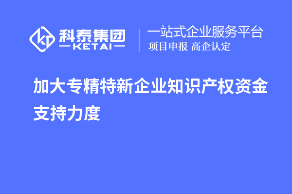 加大專精特新企業知識產權資金支持力度