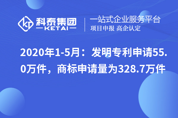 2020年1-5月:發明專利申請55.0萬件,商標申請量為328.7萬件