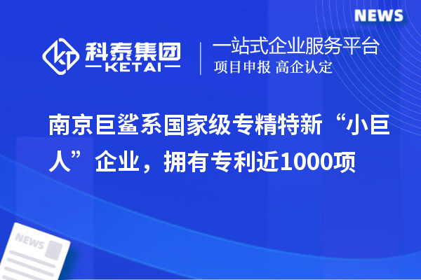 南京巨鯊系國家級專精特新“小巨人”企業,擁有專利近1000項