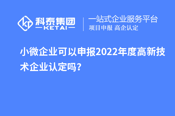 小微企業可以申報2022年度高新技術企業認定嗎？