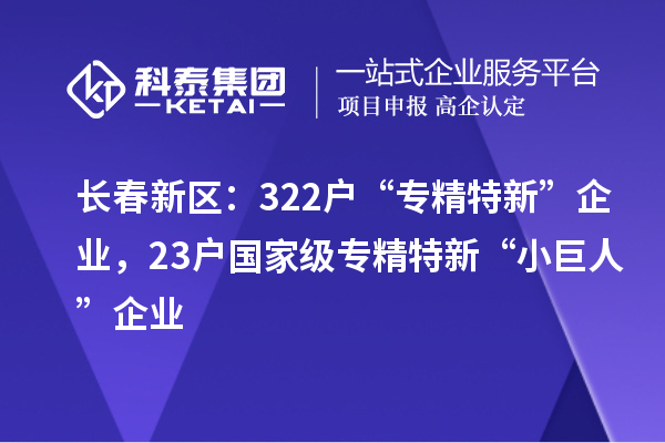長春新區:322戶“專精特新”企業,23戶國家級專精特新“小巨人”企業