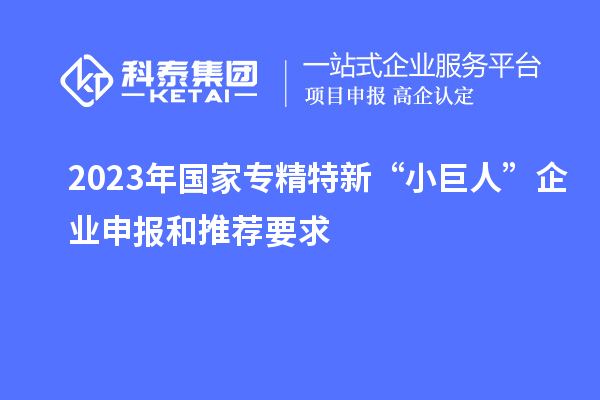 2023年國家專精特新“小巨人”企業(yè)申報和推薦要求