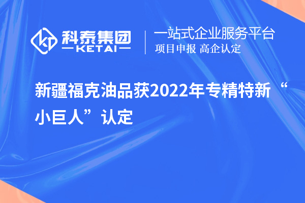 新疆福克油品獲2022年專精特新“小巨人”認(rèn)定