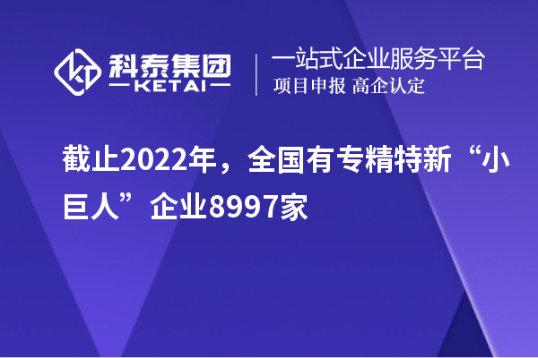 截止2022年,全國有專精特新“小巨人”企業8997家