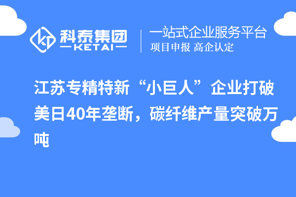 江蘇專精特新“小巨人”企業打破美日40年壟斷,碳纖維產量突破萬噸