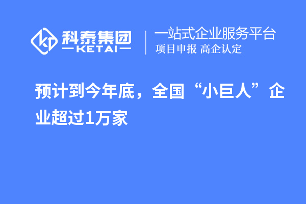 預計到今年底，全國“小巨人”企業(yè)超過1萬家