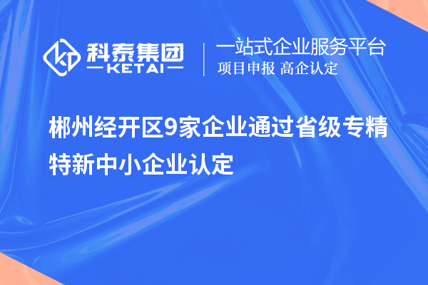 郴州經(jīng)開區(qū)9家企業(yè)通過省級(jí)專精特新中小企業(yè)認(rèn)定