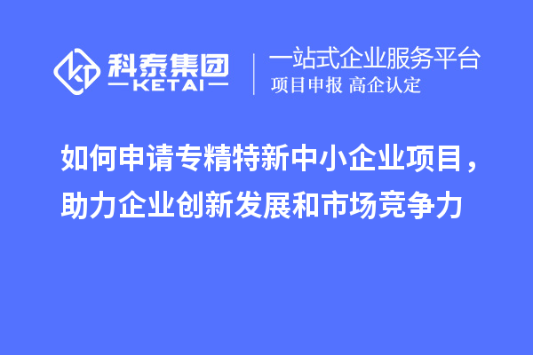 如何申請專精特新中小企業項目，助力企業創新發展和市場競爭力