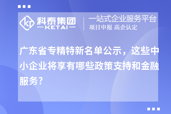 廣東省專精特新名單公示，這些中小企業將享有哪些政策支持和金融服務?