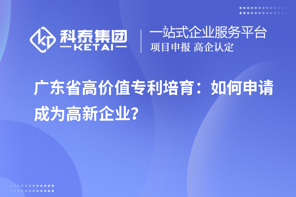 廣東省高價(jià)值專利培育:如何申請(qǐng)成為高新企業(yè)?
