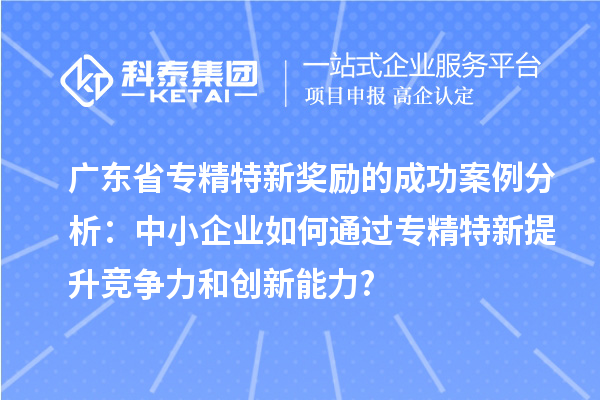 廣東省專精特新獎勵的成功案例分析:中小企業如何通過專精特新提升競爭力和創新能力?
