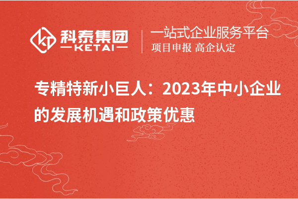 專精特新小巨人:2023年中小企業的發展機遇和政策優惠
