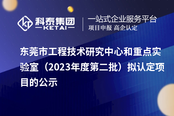 東莞市工程技術研究中心和重點實驗室(2023年度第二批)擬認定項目的公示