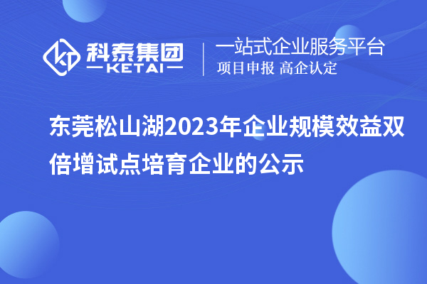 東莞松山湖2023年企業(yè)規(guī)模效益雙倍增試點(diǎn)培育企業(yè)的公示