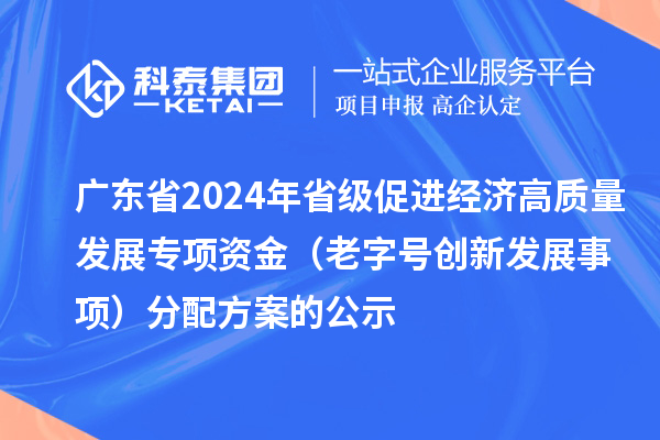 廣東省2024年省級促進經濟高質量發展專項資金(老字號創新發展事項)分配方案的公示
