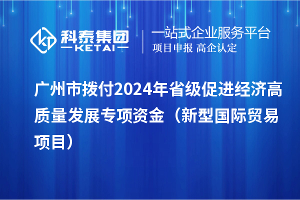 廣州市撥付2024年省級促進經濟高質量發展專項資金(新型國際貿易項目)