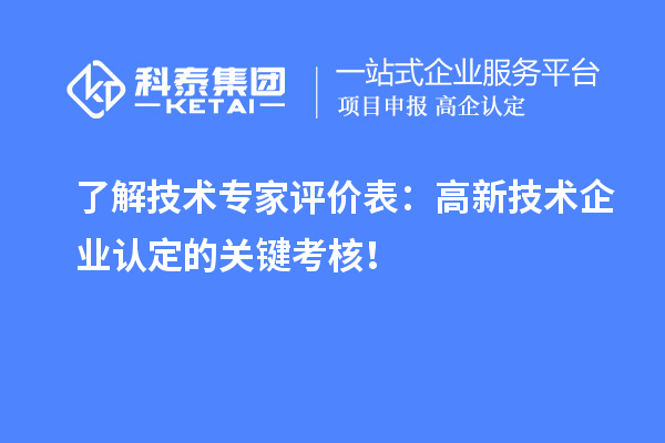 了解技術專家評價表:高新技術企業認定的關鍵考核!