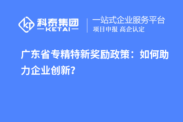 廣東省專精特新獎勵政策:如何助力企業創新?