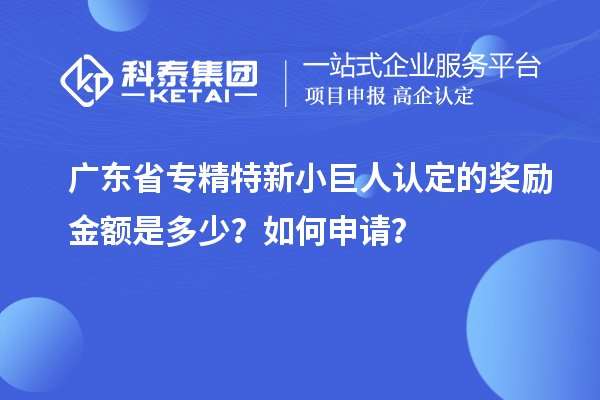 廣東省專精特新小巨人認定的獎勵金額是多少？如何申請？