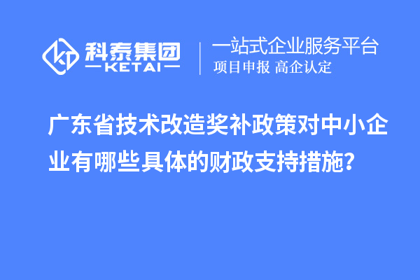 廣東省技術改造獎補政策對中小企業有哪些具體的財政支持措施?
