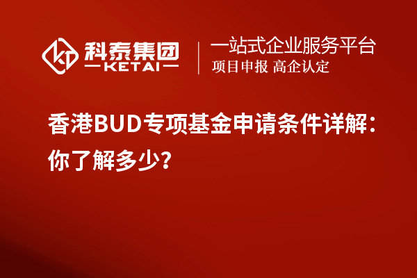 香港BUD專項基金申請條件詳解：你了解多少？