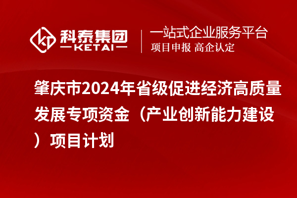 肇慶市2024年省級促進經濟高質量發展專項資金(產業創新能力建設)項目計劃
