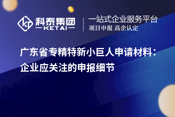 廣東省專精特新小巨人申請材料：企業(yè)應關(guān)注的申報細節(jié)