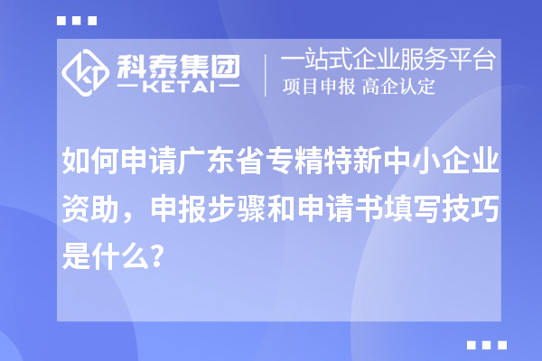 如何申請廣東省專精特新中小企業資助，申報步驟和申請書填寫技巧是什么？