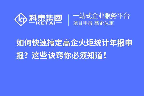 如何快速搞定高企火炬統(tǒng)計(jì)年報(bào)申報(bào)?這些訣竅你必須知道!