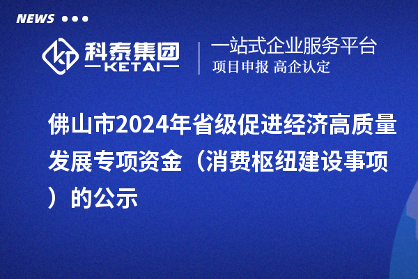 佛山市2024年省級促進經濟高質量發展專項資金(消費樞紐建設事項)的公示