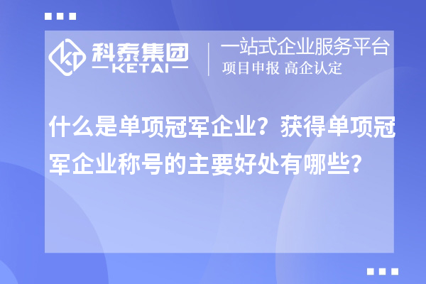 什么是單項冠軍企業(yè)？獲得單項冠軍企業(yè)稱號的主要好處有哪些？
