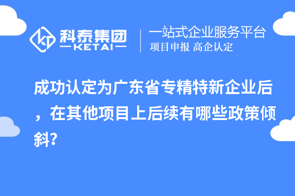 成功認定為廣東省專精特新企業后,在其他項目上后續有哪些政策傾斜?