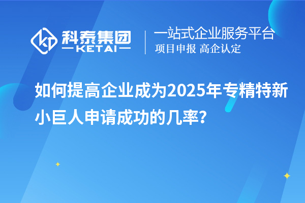 如何提高企業成為2025年專精特新小巨人申請成功的幾率？