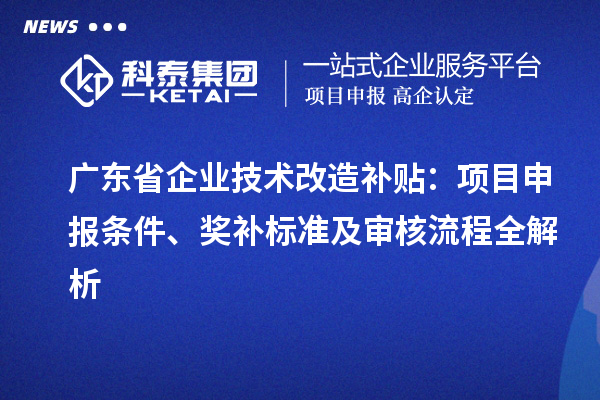 廣東省企業技術改造補貼:項目申報條件、獎補標準及審核流程全解析