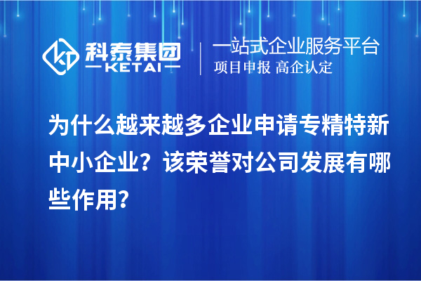 為什么越來越多企業(yè)申請專精特新中小企業(yè)?該榮譽對公司發(fā)展有哪些作用?