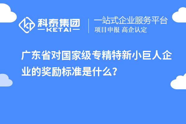 廣東省對國家級專精特新小巨人企業的獎勵標準是什么?