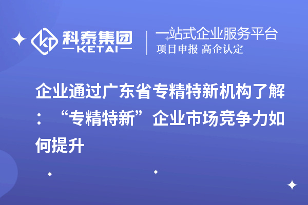 企業通過廣東省專精特新機構了解:“專精特新” 企業市場競爭力如何提升