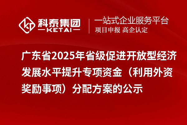 廣東省2025年省級促進(jìn)開放型經(jīng)濟(jì)發(fā)展水平提升專項資金(利用外資獎勵事項)分配方案的公示