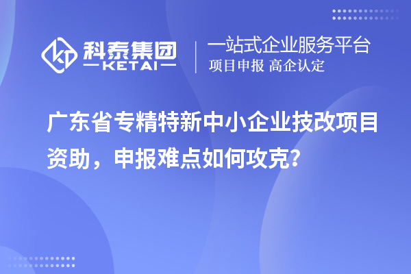 廣東省專精特新中小企業技改項目資助，申報難點如何攻克？