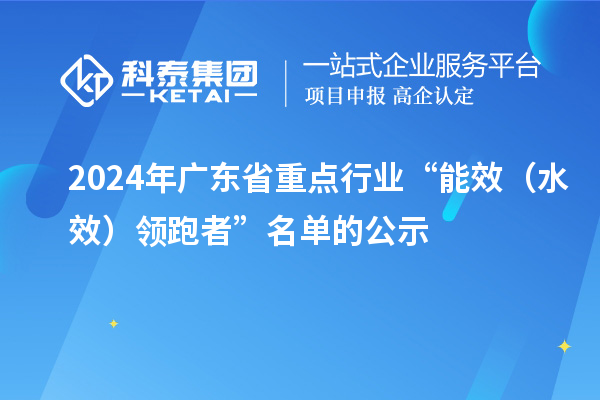 2024年廣東省重點行業“能效(水效)領跑者”名單的公示