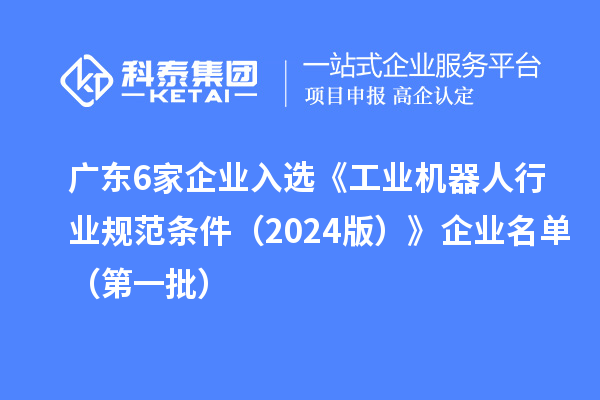 廣東6家企業(yè)入選《工業(yè)機器人行業(yè)規(guī)范條件（2024版）》企業(yè)名單（第一批）