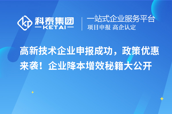 高新技術企業申報成功,政策優惠來襲!企業降本增效秘籍大公開